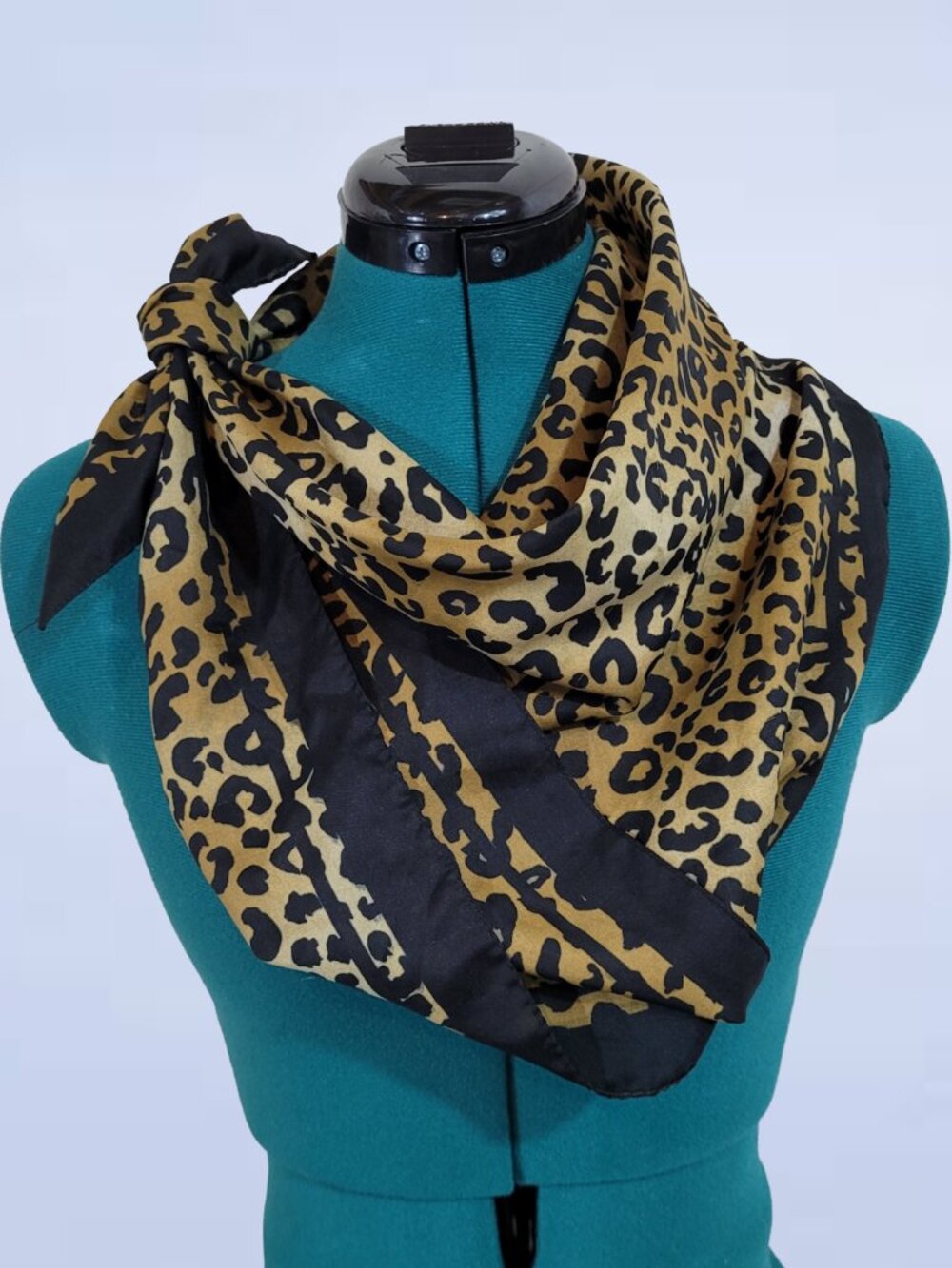 Vintage Leopard Square Scarf - Classic Animal Print Polyester Head Bandana